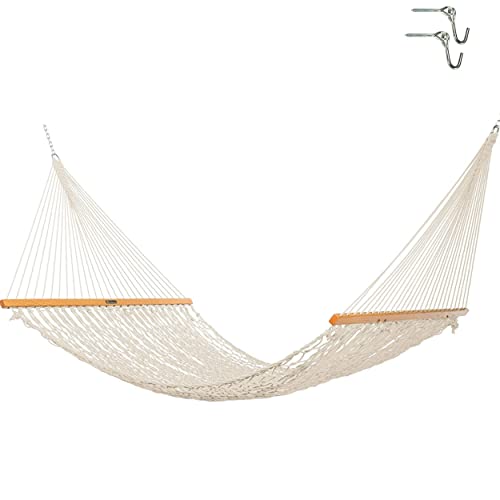 Original Pawleys Island 15DCOT Presidential Oatmeal Duracord Rope Hammock w Extension Chains  Tree Hooks Handcrafted in The USA Accommodates 2 People 450 LB Weight Capacity 13 ft x 65 in
